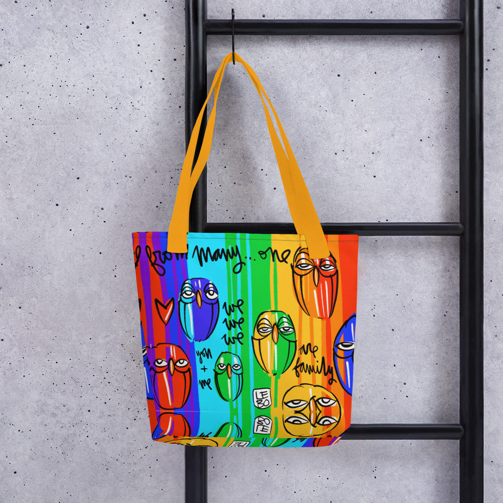 From Many One, We are Family - Rainbow Collection - Lebo Tote Bag